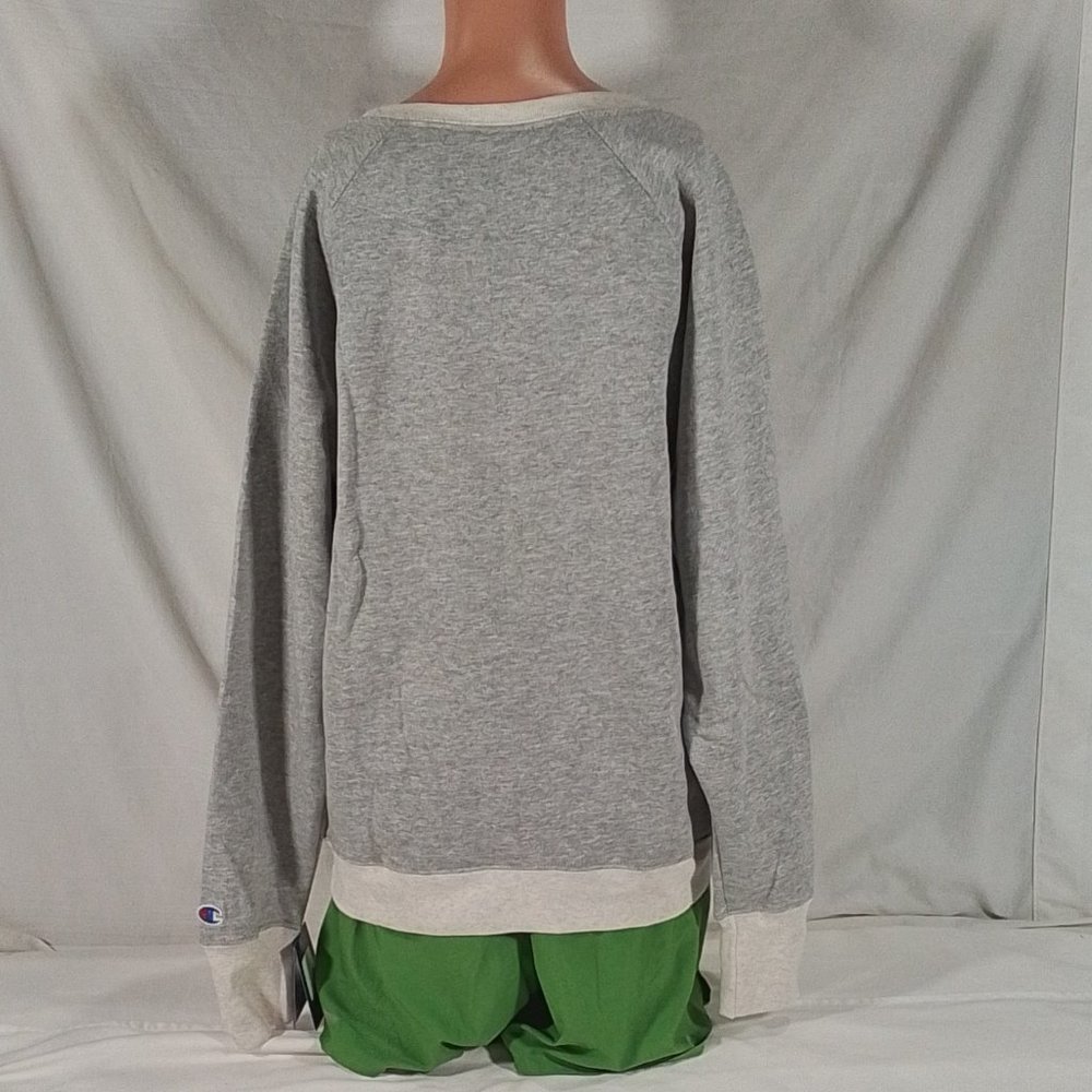 Women's Champion Powerblend Fleece Graphic Boyfriend Crew Oxford Grey- Sz:L- NWT - Picture 3 of 4